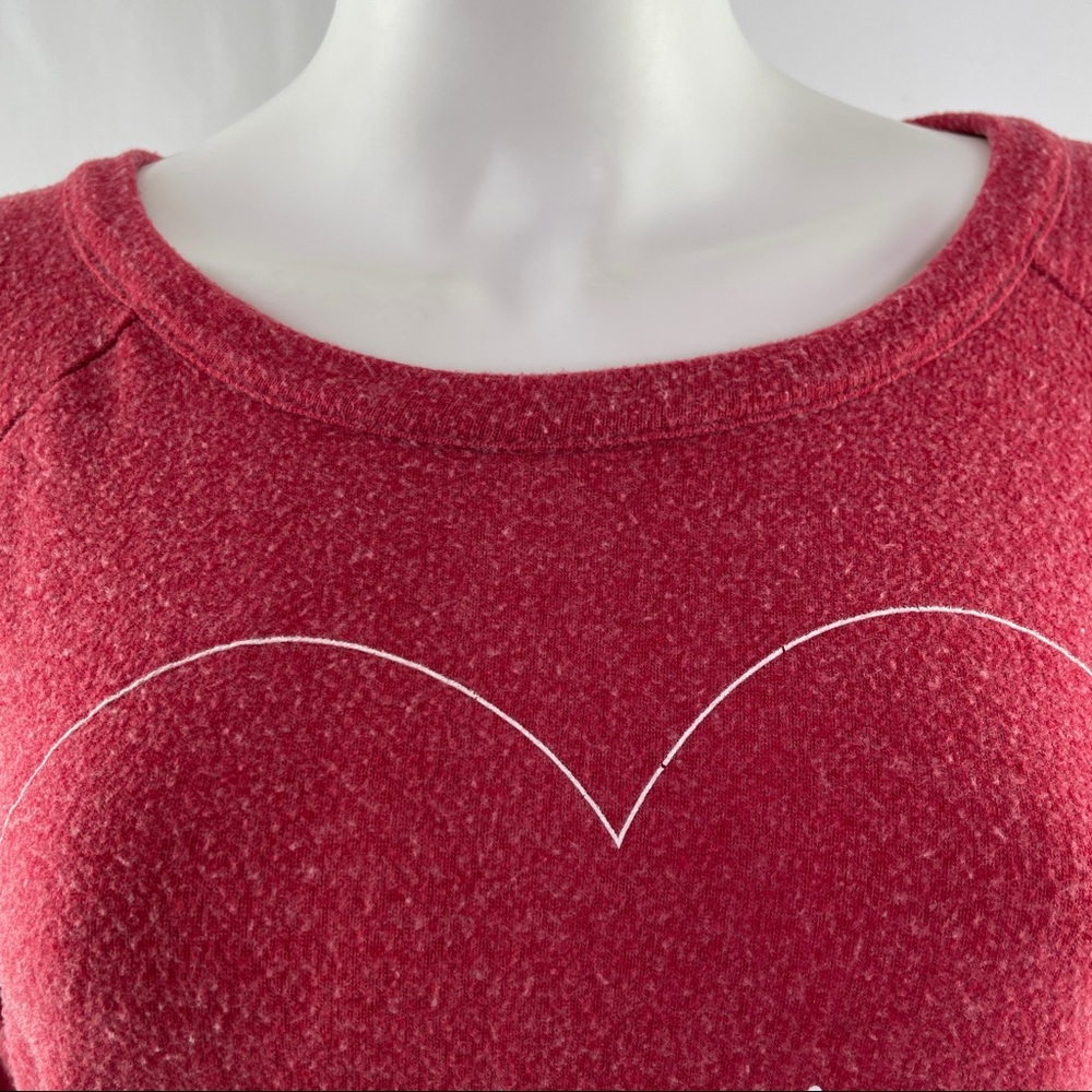 Chaser Red Long Sleeve Saturday Heart Love Open Back Pullover Sweater Size S - Picture 4 of 10